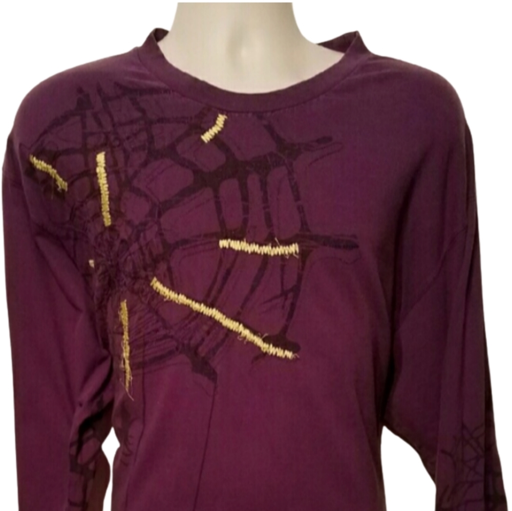 M6) Pepe Jeans London 4XL Purple Long Sleeve Top – Spiderweb Stitch Halloween Go